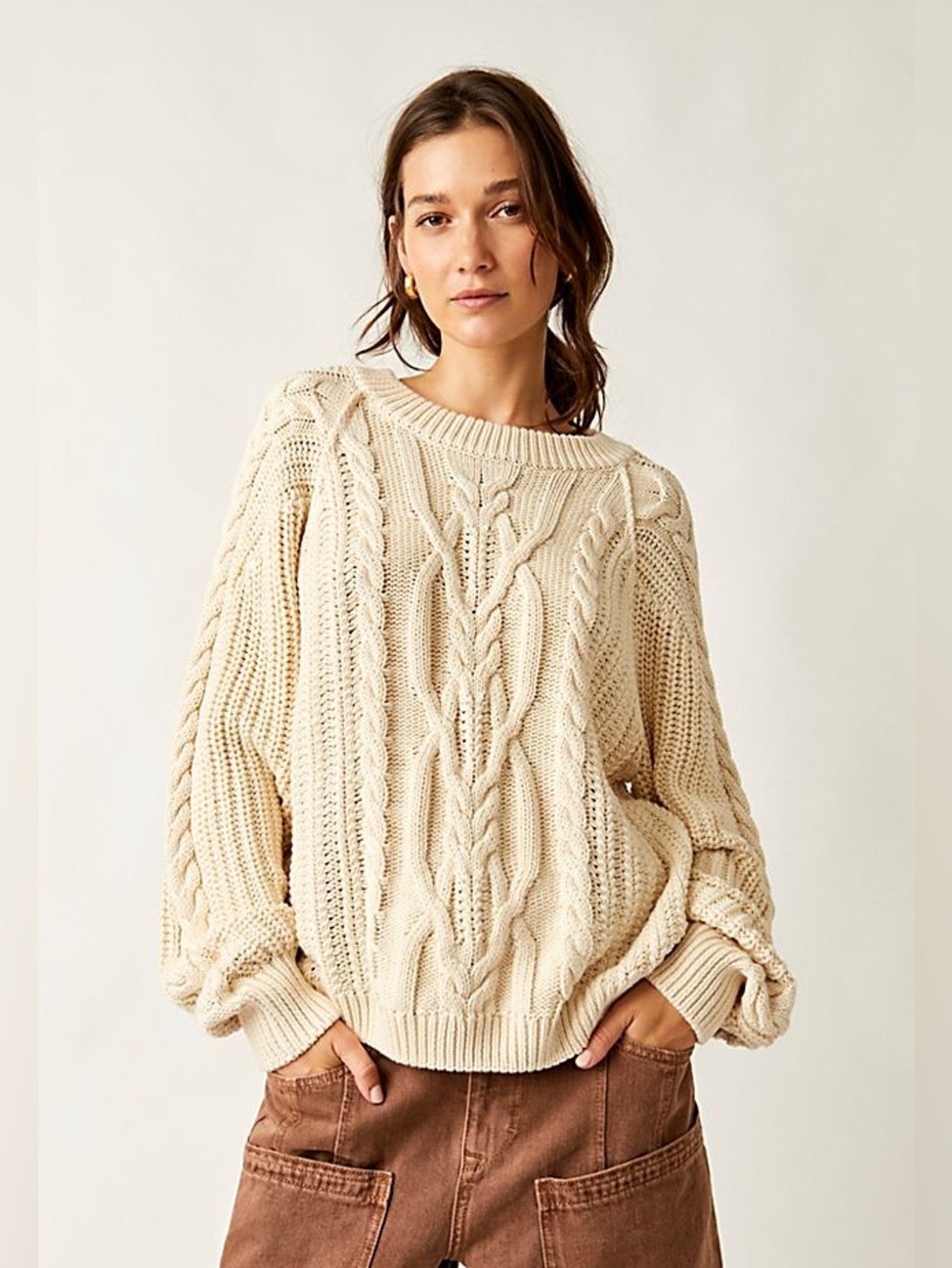 Free People Frankie Cable Knit Sweater size S